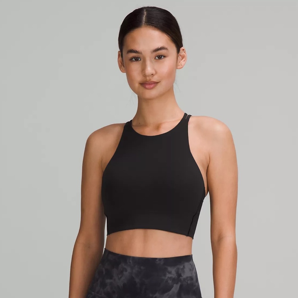 Lululemon Black Like a Cloud High Neck Longline Sports Bra Size 12